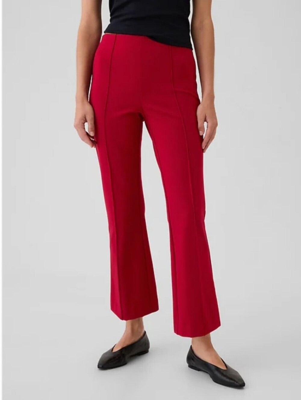 GAP High Rise Double Knit Crop Kick Pants Dark Red Rayon Nylon Stretch Pointy XS